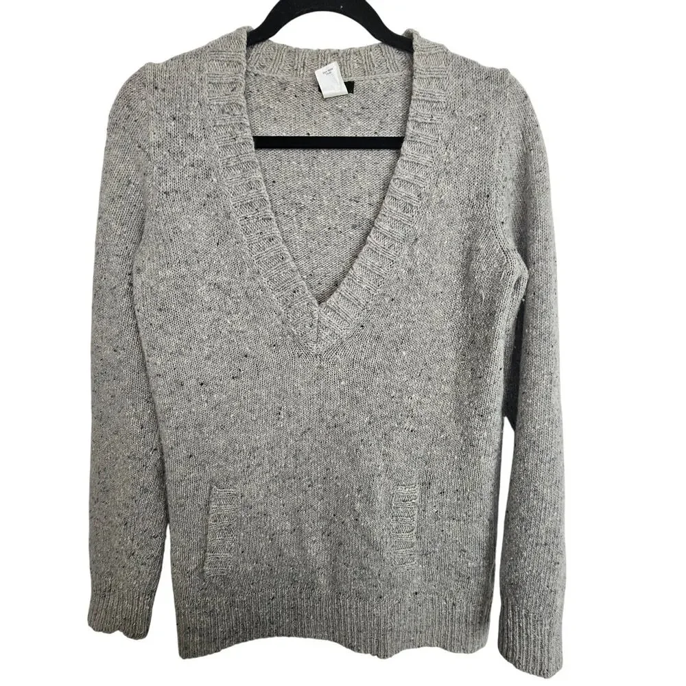 J. Crew Womens Wool Angora Mohair V-Neck Sweater Size S Minimalist Quiet Luxury